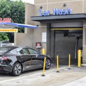Brushless Culver City Chevron Car wash Los Angeles Near me, tesla go through car wash