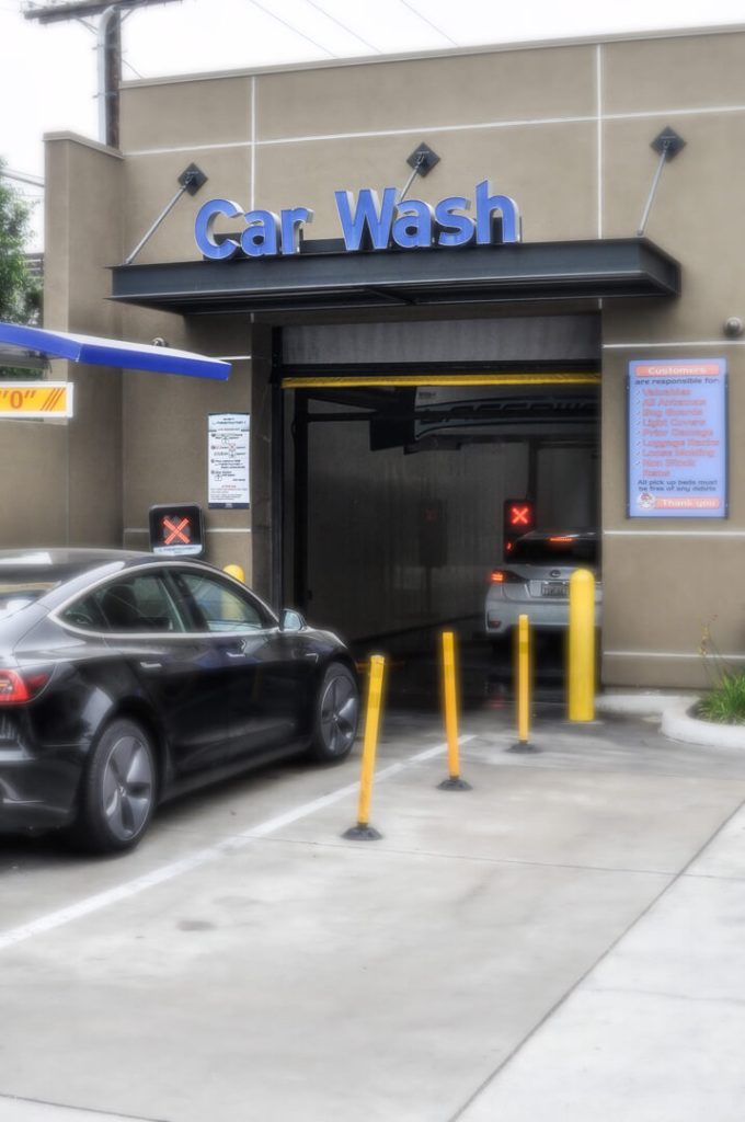 Quick Car wash Culver City Chevron los angeles, tesla go through car wash
